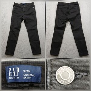 Gap Universal Skinny Jeans Women 10/30R True Black Mid Rise Stretch Denim EUC